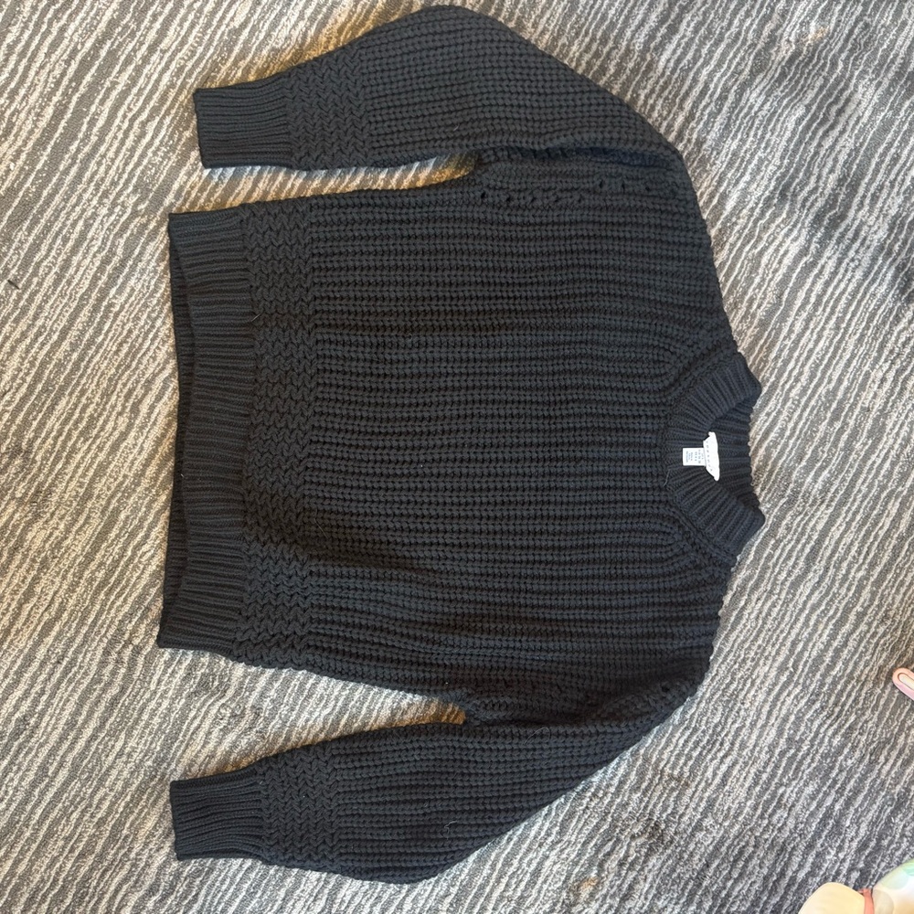 Topshop Black Textured Knit Sweater